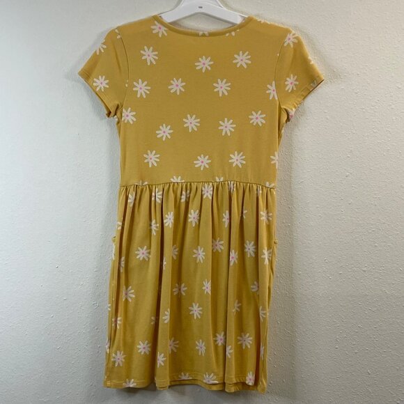 Cat & Jack Girls Yellow Floral Print Dress Size L 10/12 Cotton/Poly Blend - Picture 3 of 7